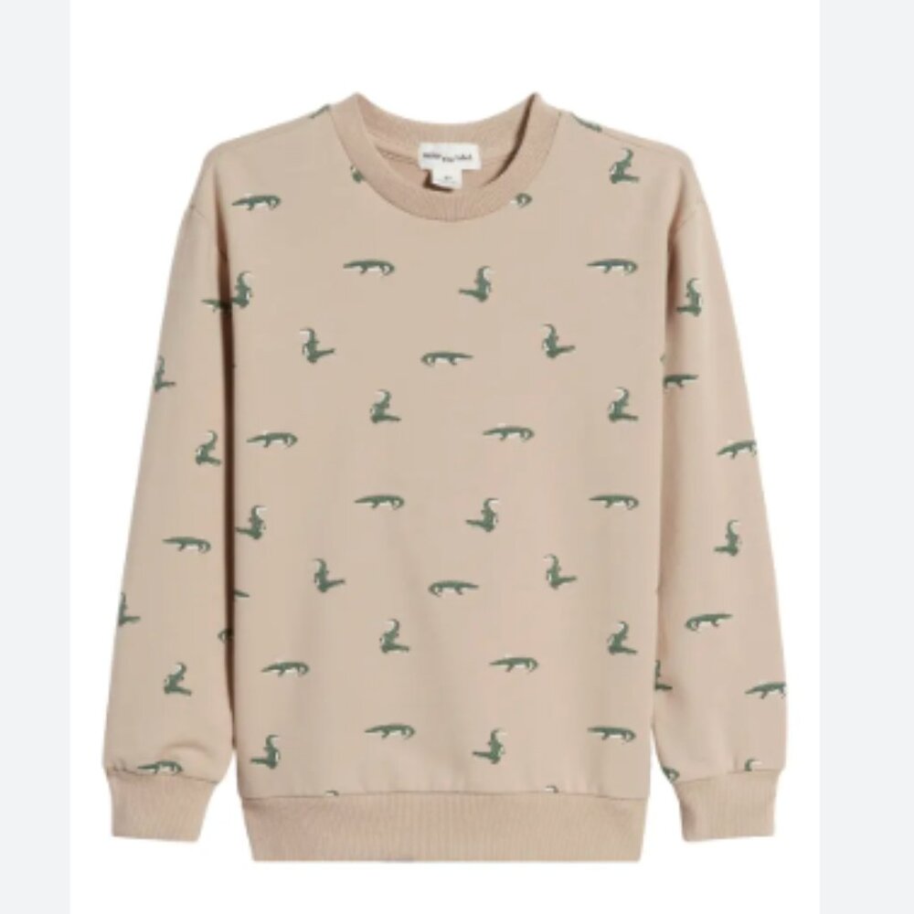 Miles the Label Crocodile Print French Terry Sweatshirt - Size 3Y
